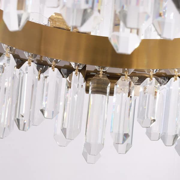 Rennnsan Dhana 12-Light Brass Round Chandelier with Tiered Ice