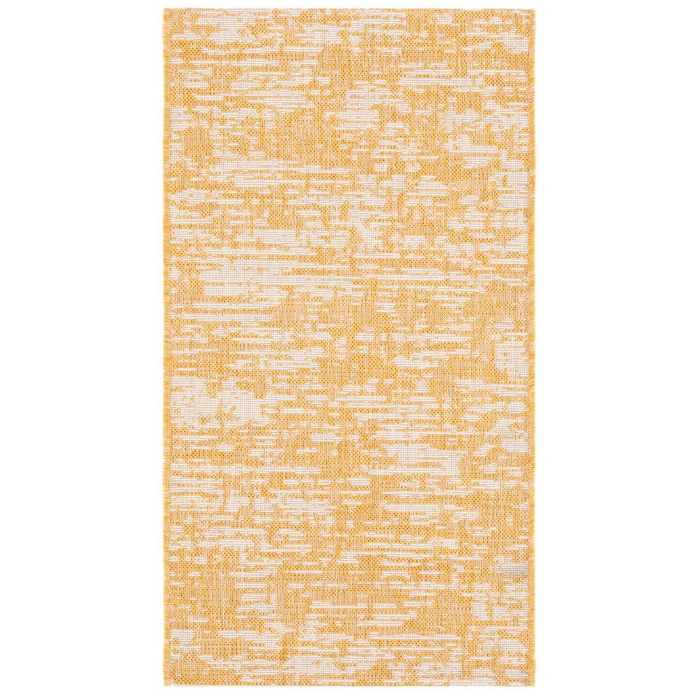 Courtyard Gold/Ivory 2 ft. x 4 ft. Distressed Abstract Indoor/Outdoor Area Rug price history on PriceWatchPro