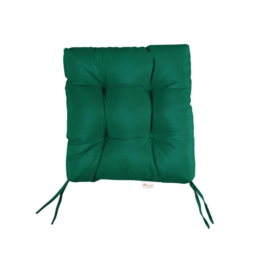 Sunbrella Canvas Forest Green Square Tufted Outdoor Seat Cushion