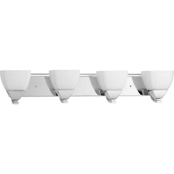 Progress Lighting Appeal Collection 4-Light Polished Chrome Etched White Glass Modern Bath Vanity Light