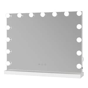 22.8 in. x 18.1 in. Lighted Tabletop Makeup Mirror in White