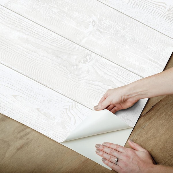 SCOTT LIVING White Urban Shiplap Self Adhesive Vinyl Peel and