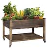VEIKOUS 48 in. x 24 in. x 33 in. Cedar Carbonized Raised Garden Bed with Lockable Wheels and Liner PG0102-02RT-1