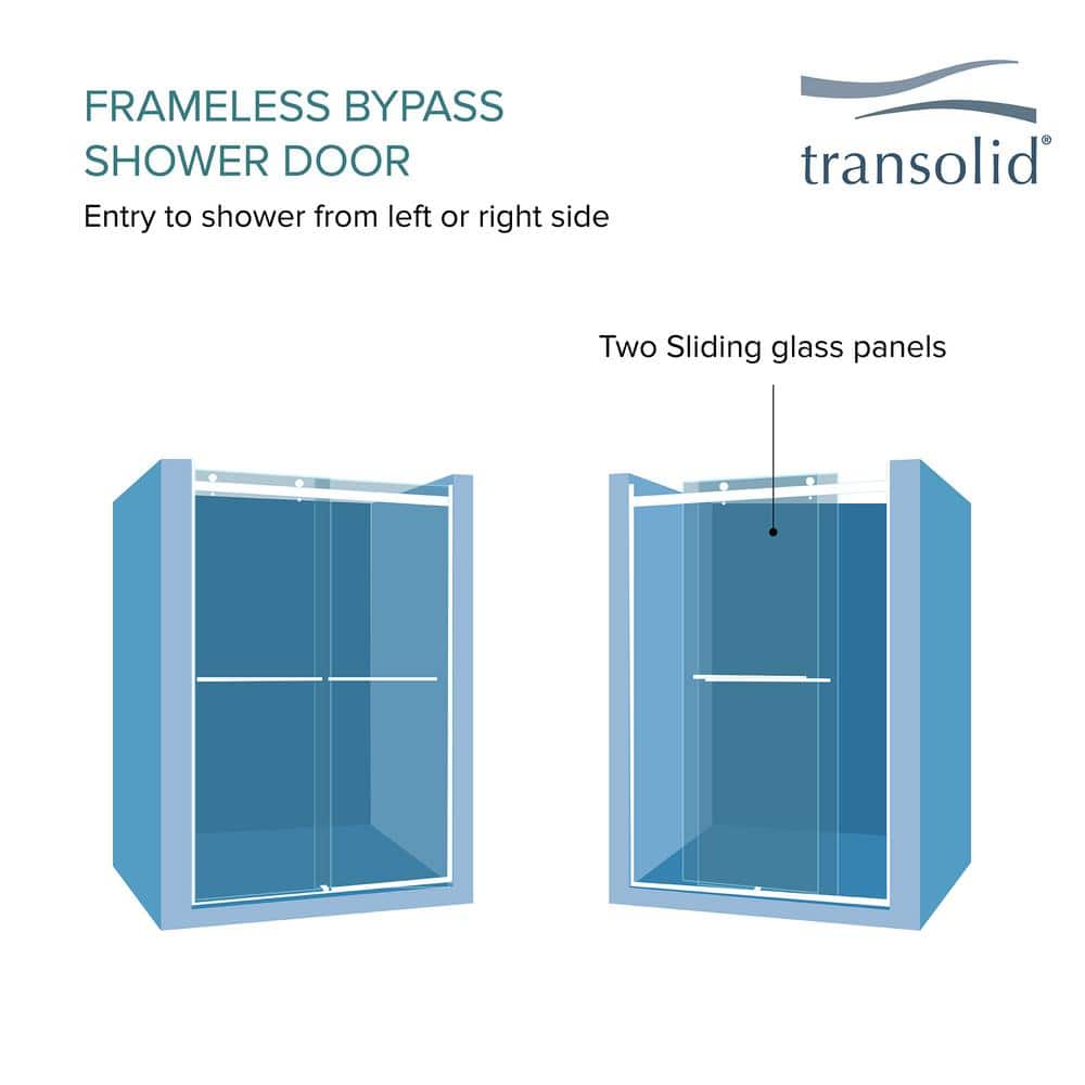 Frederick 59" Polished Chrome Semi-Frameless Sliding Shower Door