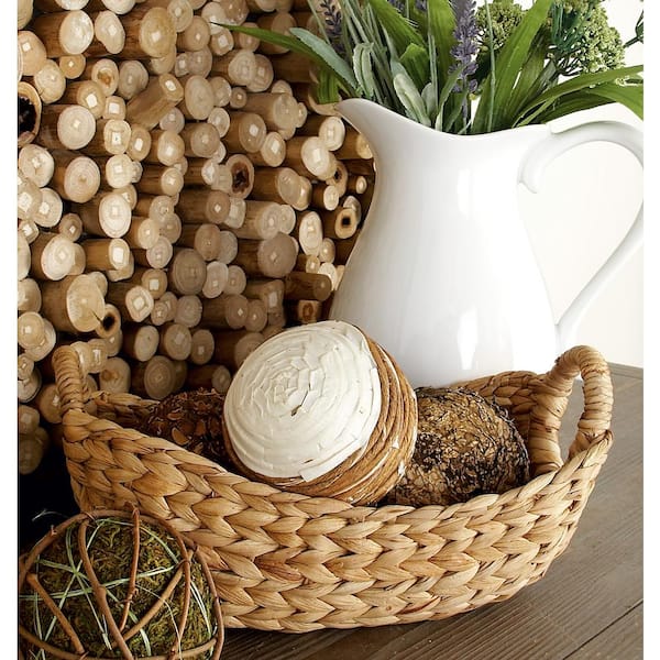 Litton Lane Seagrass Handmade Storage Basket with Metal Handles (Set of 5)