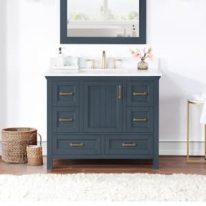 Isla 42 in. W x 22 in. D x 34.5 in. H Single Sink Bath Vanity in Classic Blue with Composite Stone top in White