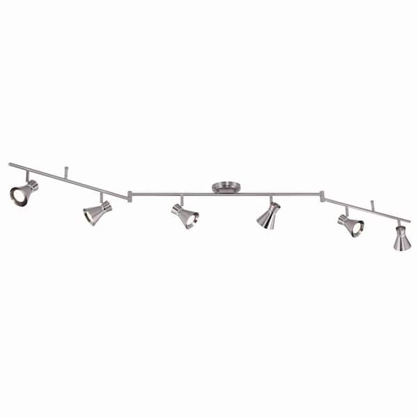 Alto 6.84 ft. 6-Light Swing Arm Brushed Nickel LED Flexible Track Lighting Kit with Step Head
