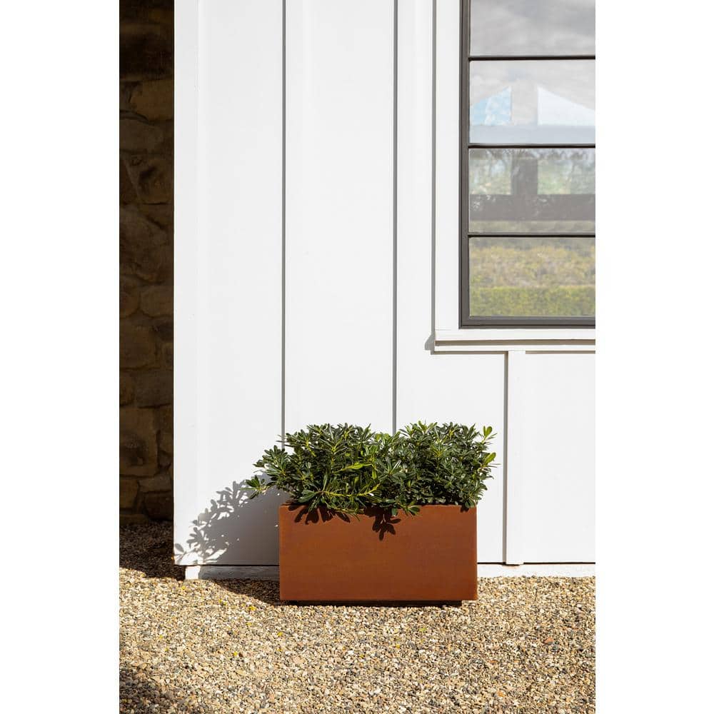 Small Rust Corten Steel Long Box Planter