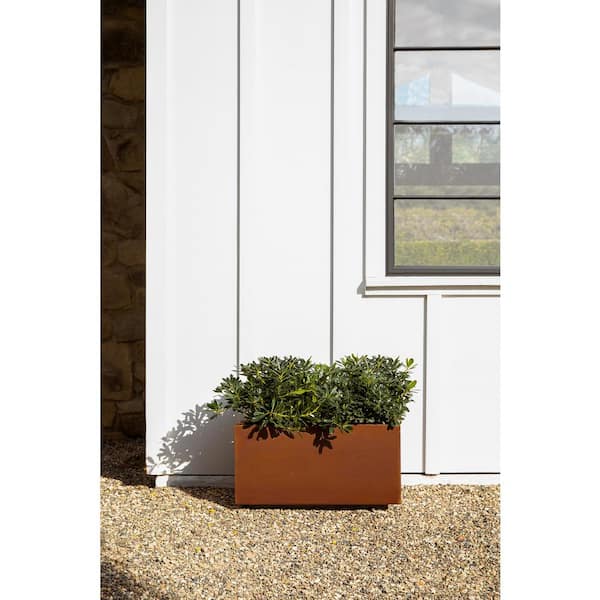 Rust Corten Long Box Small Steel Metal Rectangular Planter
