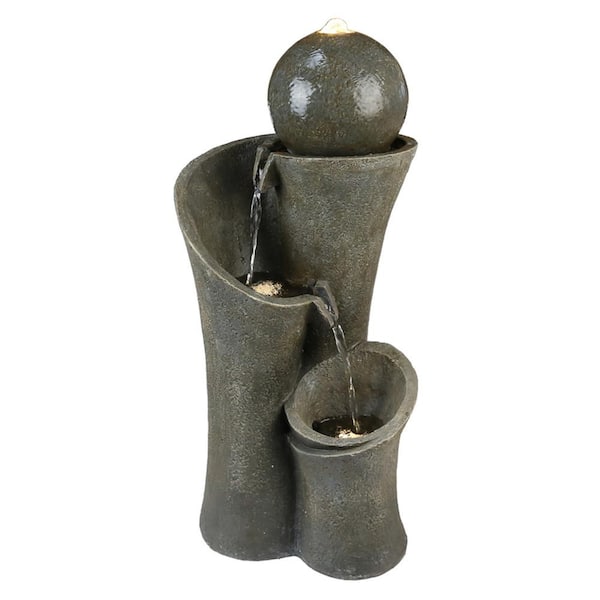 maocao hoom Outdoor 3-Tier Rock Water Fountain with LED