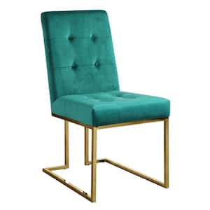 Barbosa Green/Gold Velvet Side Chairs (Set of 2)