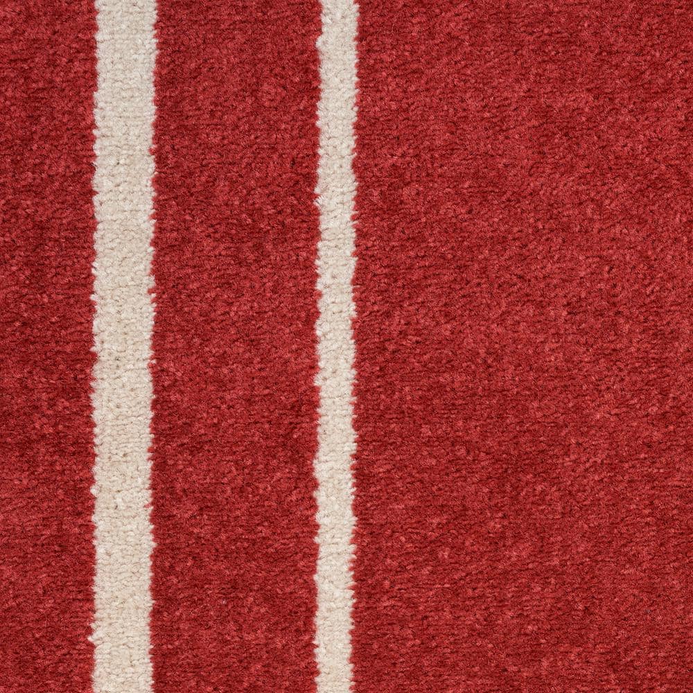 Brick/Ivory Contemporary 2'2" x 7'6" Outdoor Rug for Busy Lifestyles