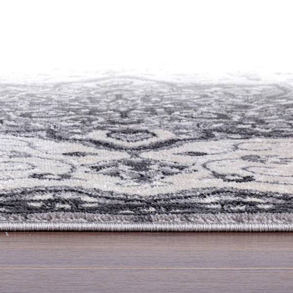 Traditional Medallion 2 ft. x 7 ft. Runner Rug Gray