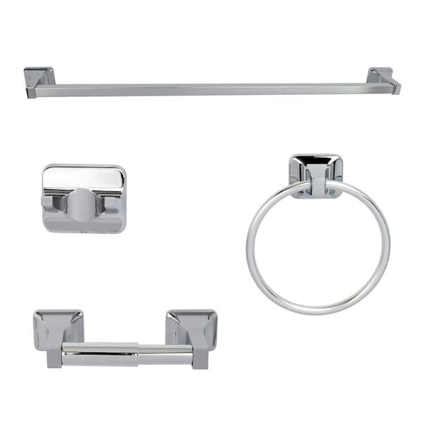 PRIVATE BRAND UNBRANDED 4-Piece Bath Hardware Set in Chrome