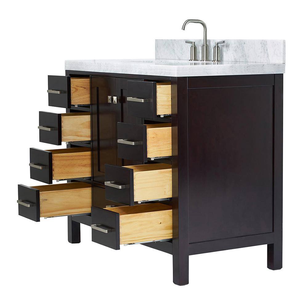 Espresso Wood Single Sink Bathroom Vanity with Carrara Marble Top
