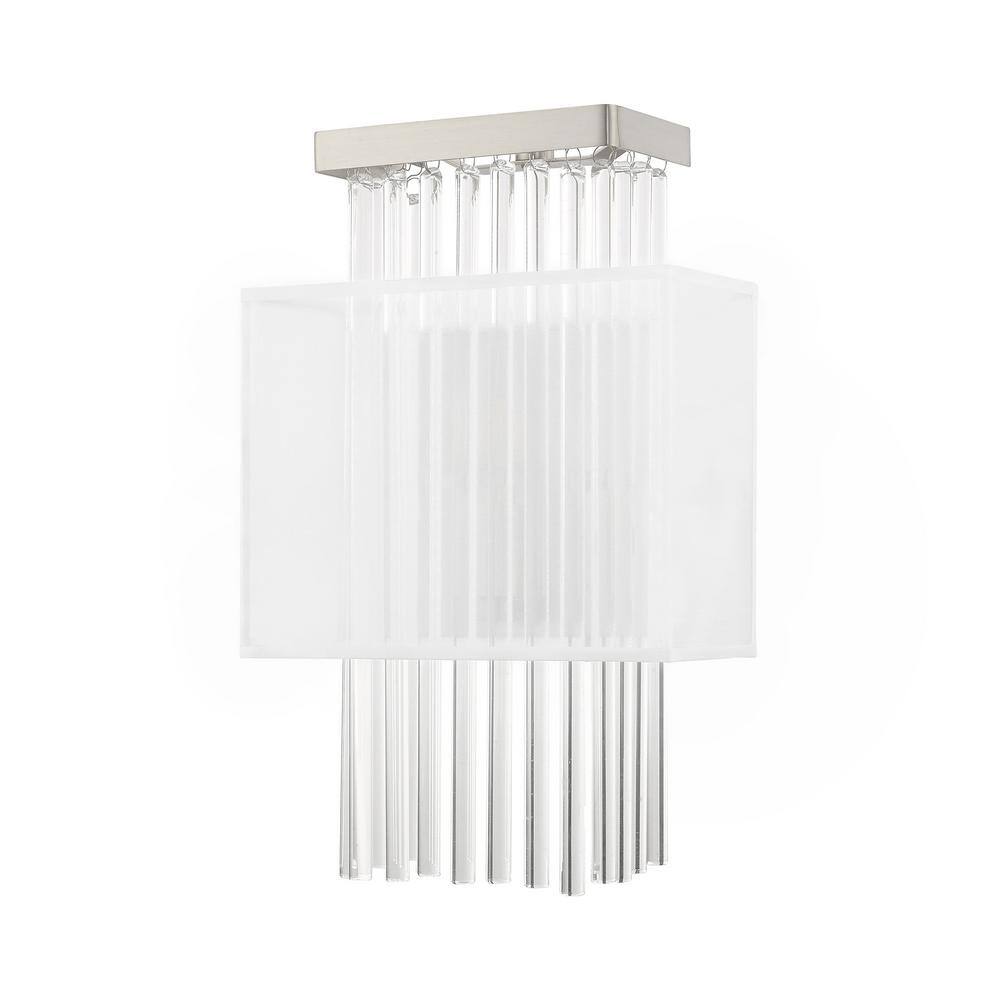 Brushed Nickel Dimmable Sconce with Crystal Rods