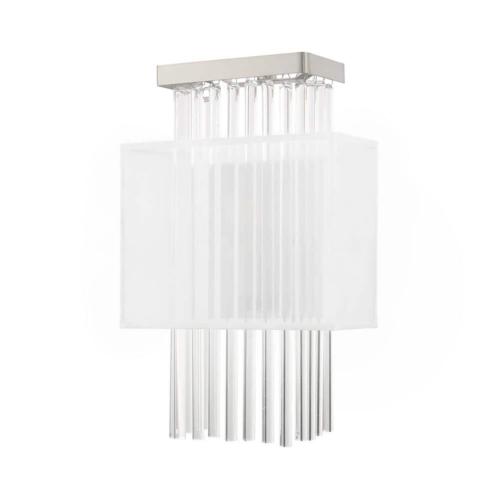 Brushed Nickel Dimmable Sconce with Crystal Rods