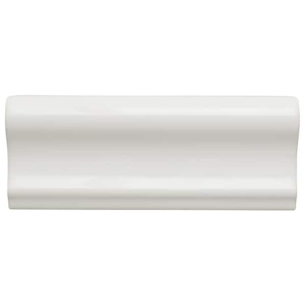 Daltile Restore Bright White 2 in. x 6 in. Glazed Ceramic Chair Rail Trim Tile (0.9 sq. ft./case)