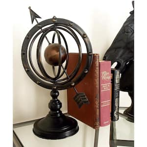 17 in. Brown Metal Compass Armillary Decorative Globe