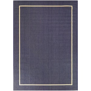 Navy 6 ft. x 9 ft. Border Indoor/Outdoor Area Rug