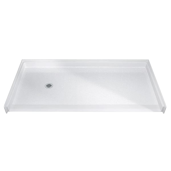 72 in. x 36 in. Acrylic Single Threshold Shower Pan Alcove Rectangular ADA Shower Pan Base with Left Drain in White