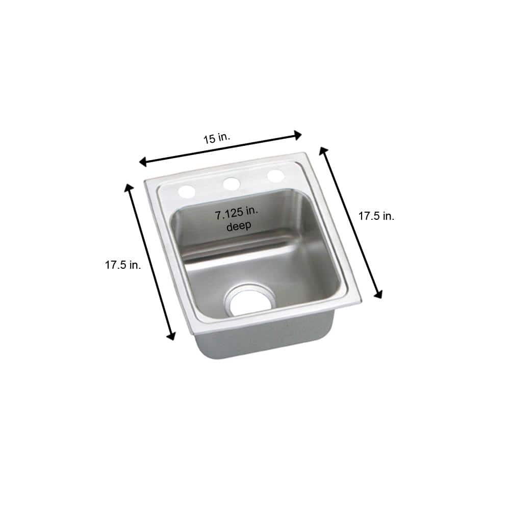 Elkay 15" x 18" Stainless Steel Single Bowl Drop-In Bar Sink