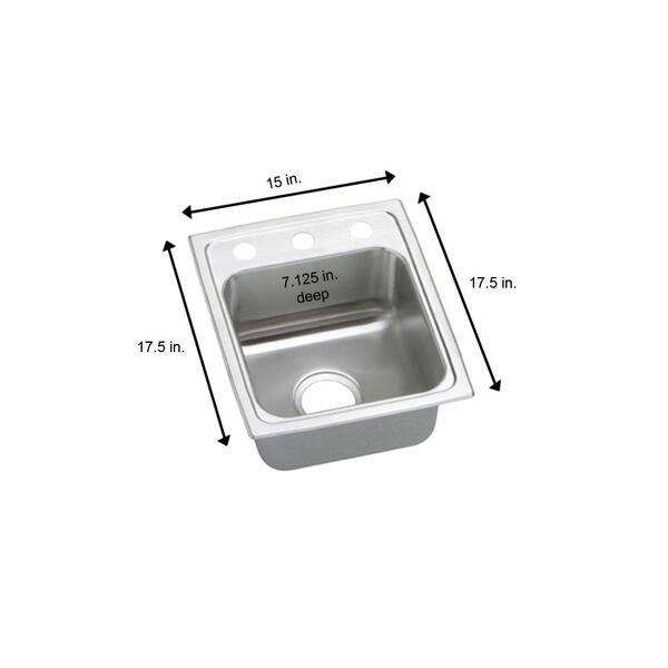 Pacemaker Drop-In Stainless Steel 15 in. 3-Hole Single Bowl Bar Sink