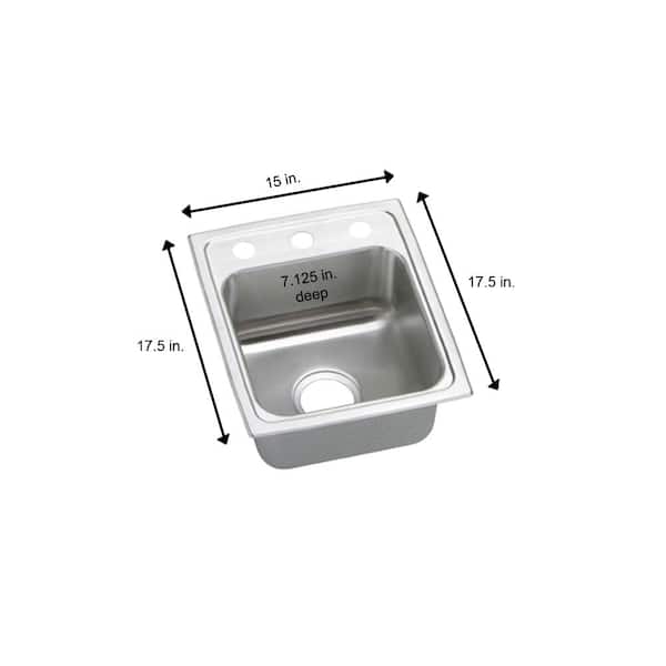 Pacemaker Drop-In Stainless Steel 15 in. 3-Hole Single Bowl Drop-in Bar Sink