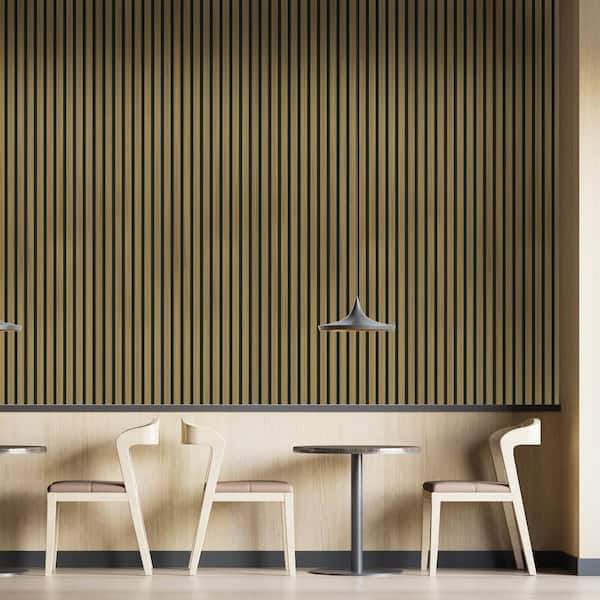 Contemporary Wood Slat Wallpaper in teak