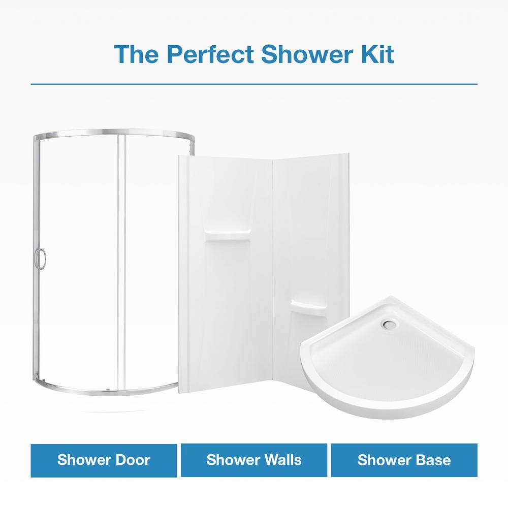 Breeze 38 in. Clear Glass Corner Shower Kit with Nickel Finish