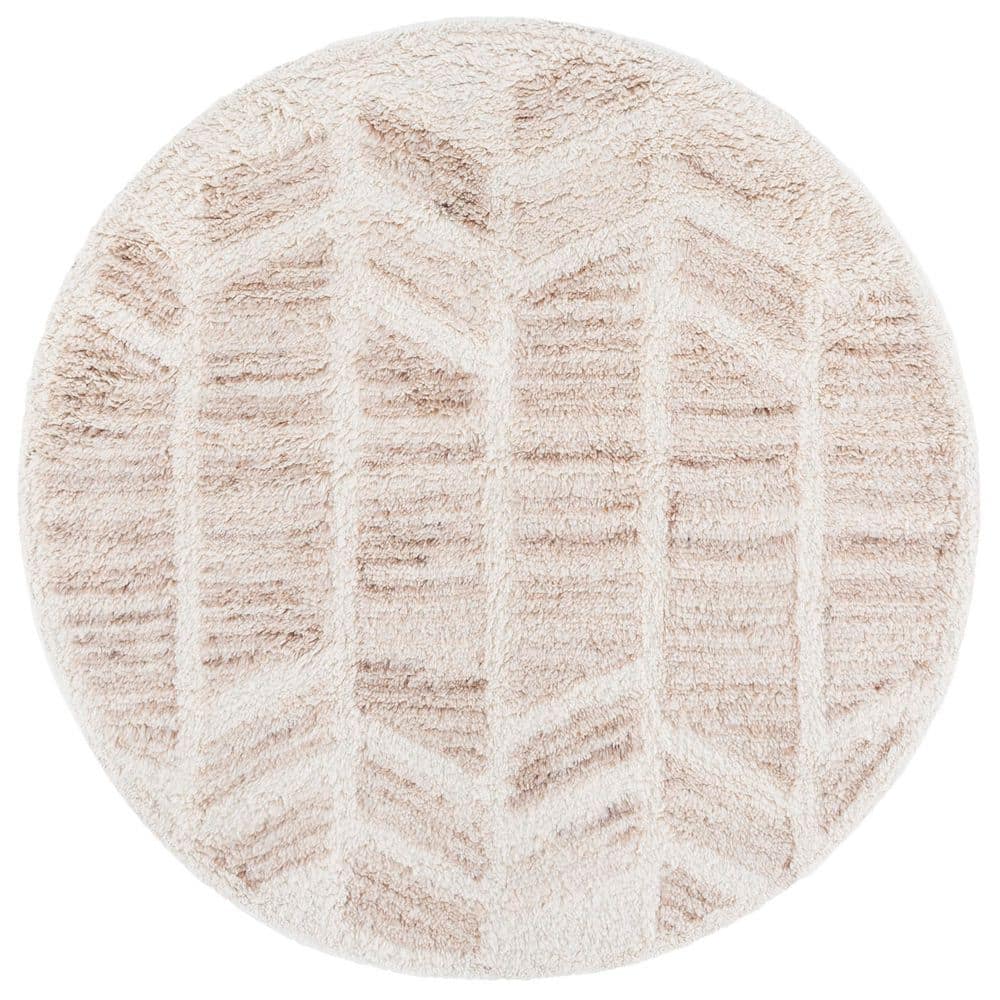 Vermont 6 ft. x 6 ft. Beige/Ivory High-Low Striped Round Area Rug price history on PriceWatchPro