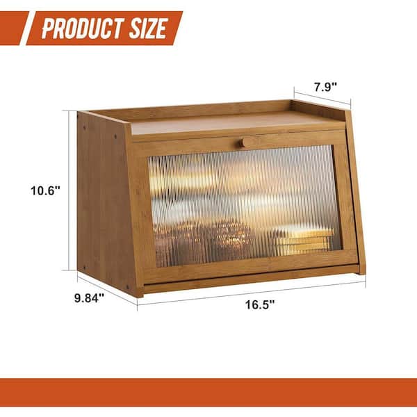 Lynzavix 1-Piece Bamboo Bread Box Set with Acrylic Door for