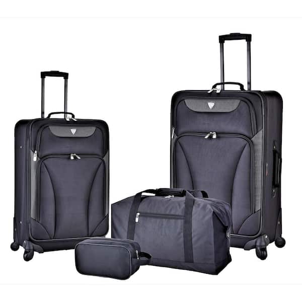 Travelers Club 4-Piece Black Expandable Softside Luggage Set with Weekender Tote