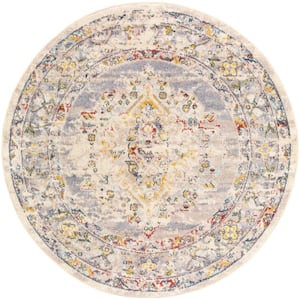 Chandi Yellow 5 ft. 3 in. x 5 ft. 3 in. Round Area Rug