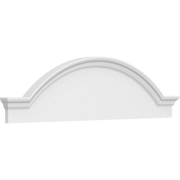 58-in W x 15-1/2-in H x 2-1/2-in P Segment Arch W/Flankers Smooth Signature Urethane Pediment, Primed Tan