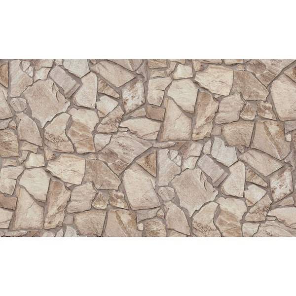 Unbranded Bricks and More Collection Brown Claystone Cottage Motif Matte Finish Vinyl on Non-Woven Non-Pasted Wallpaper Sample