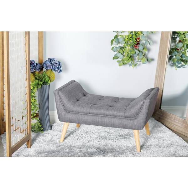 Litton Lane Grey Modern Bench 19 in. x 33 in. x 18 in.