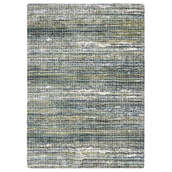 AVERLEY HOME Gale Green/Blue 8 ft. x 11 ft. Abstract Distressed Gridwork Polyester Indoor Area Rug