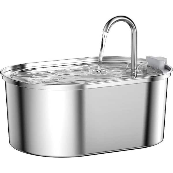 Stainless Steel Cat Water Fountain 108 oz. Quiet Pump Dishwasher Safe Suitable for Various Pets with 4-Layer Filtration