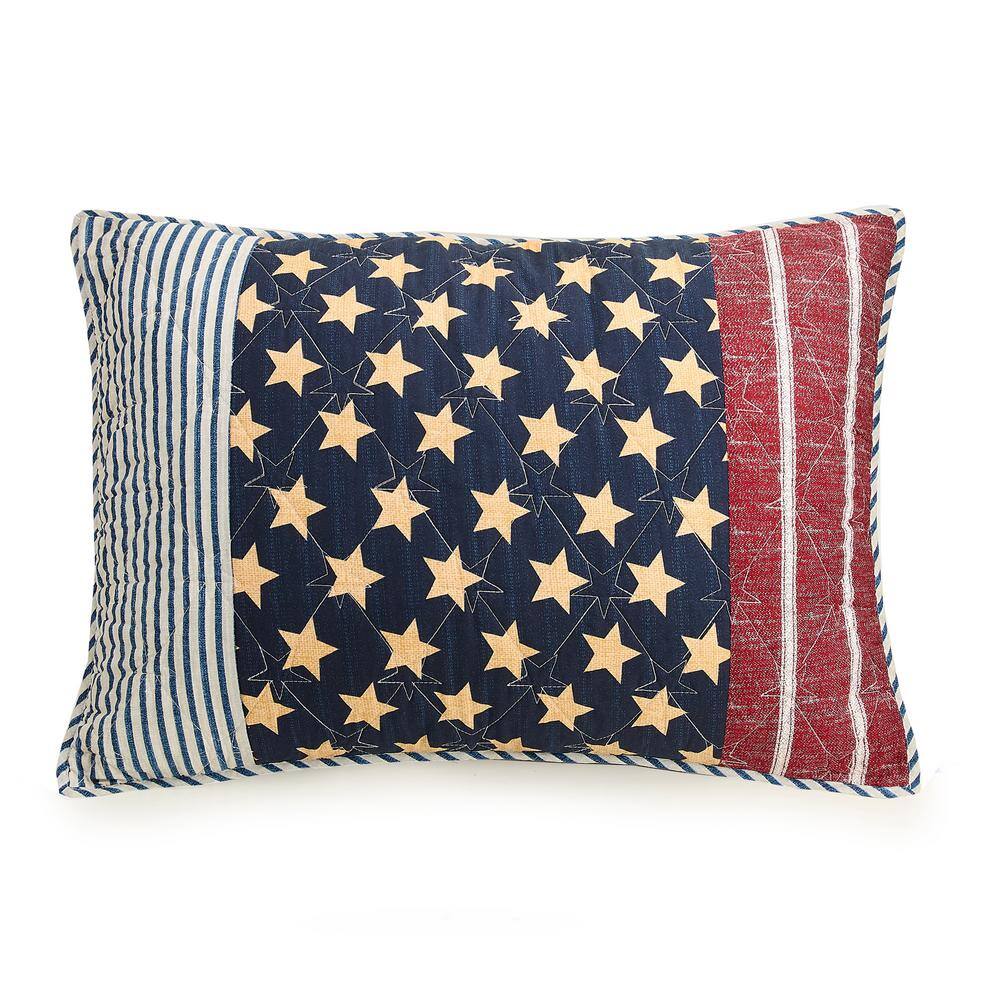 Full Blue Cotton Reversible Patriotic Quilt Set