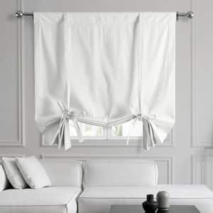 Whisper White Ivory Solid Cotton 46 in. W x 63 in. L Room Darkening Rod Pocket Tie-Up Window Shade (1 Panel)