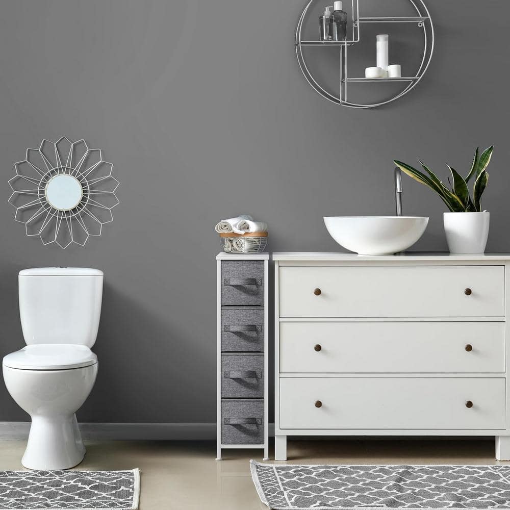 Farmhouse White 4-Drawer Vertical Nursery Dresser with Soft Close