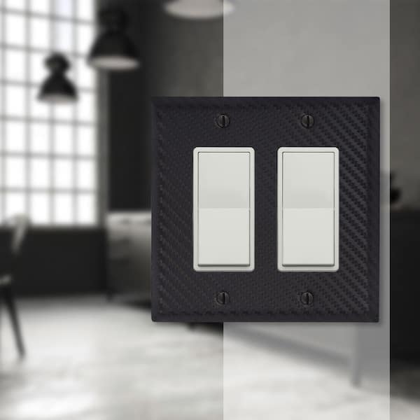 Branston 2 Gang Rocker Steel Wall Plate - Black