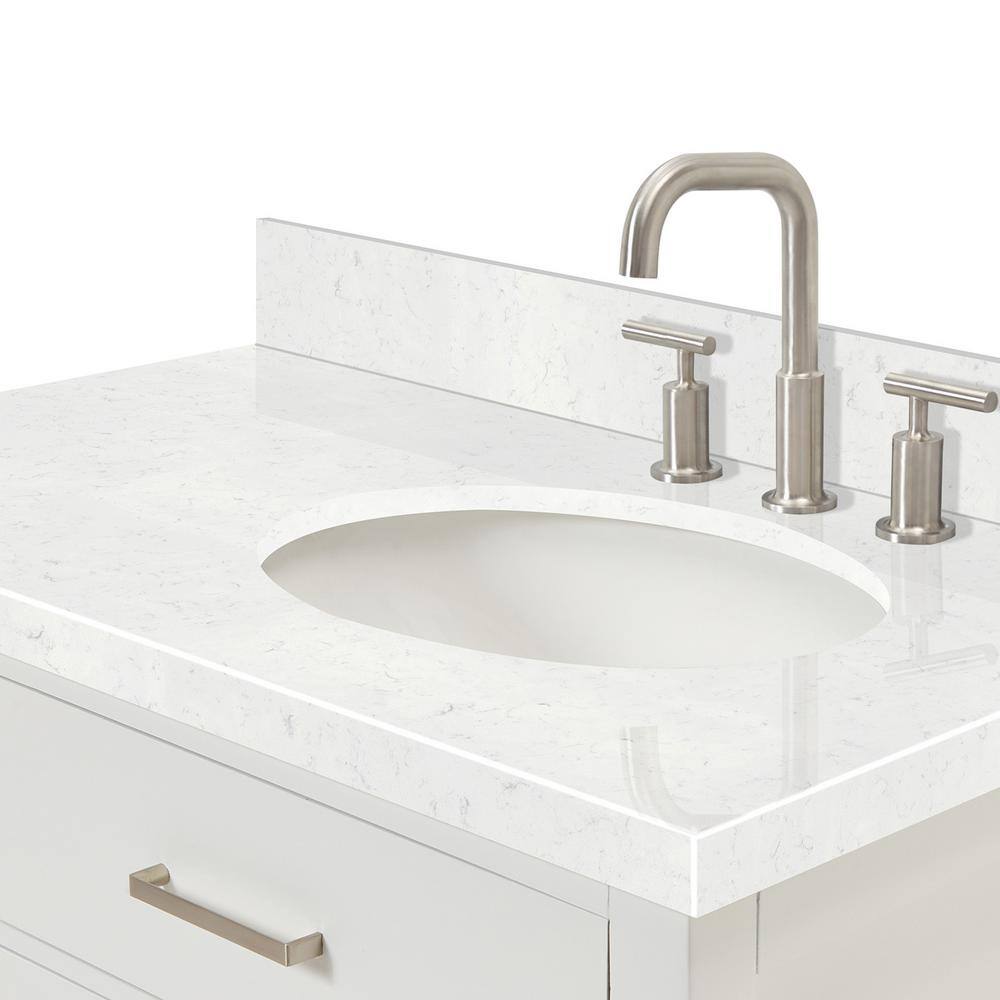 White 36" Freestanding Single Vanity with Quartz Top