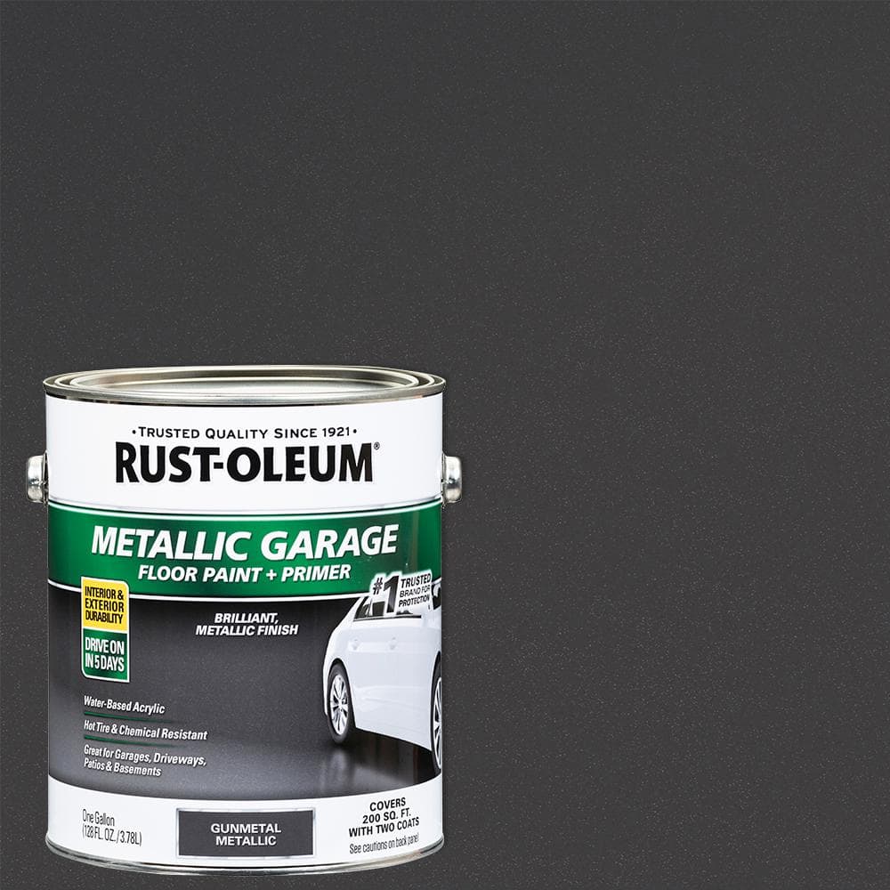 Rust-Oleum 1 Gal. Metallic Gunmetal Concrete Floor Interior/Exterior Paint  and Primer (2-Pack) 349353 - The Home Depot