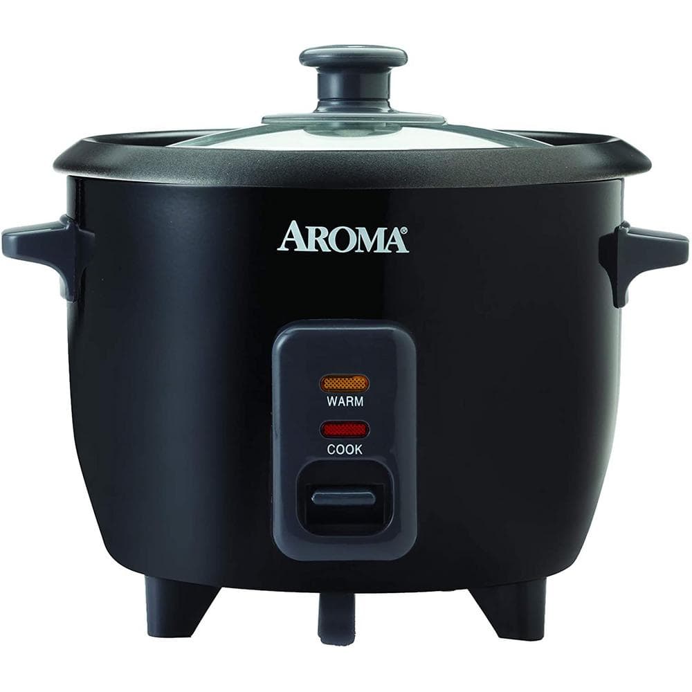 AROMA 6-Cup Black Rice Cooker with Removable Steam Tray ARC-363