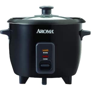 6-Cup Black Rice Cooker with Removable Steam Tray