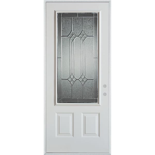 Stanley Doors 36 in. x 80 in. Orleans Patina 3/4 Lite 2-Panel Painted White Steel Prehung Front Door