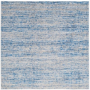 Adirondack Blue/Silver 4 ft. x 4 ft. Square Striped Area Rug