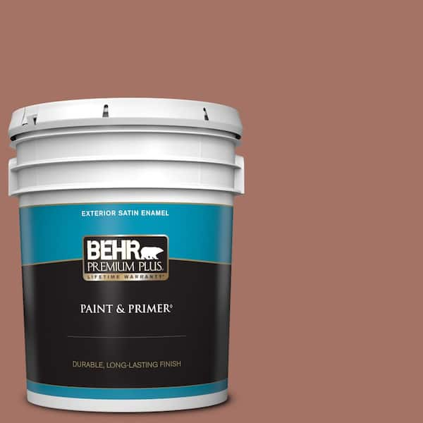 BEHR PREMIUM PLUS 5 gal. #200F-5 Toasted Nutmeg Satin Enamel Exterior Paint & Primer